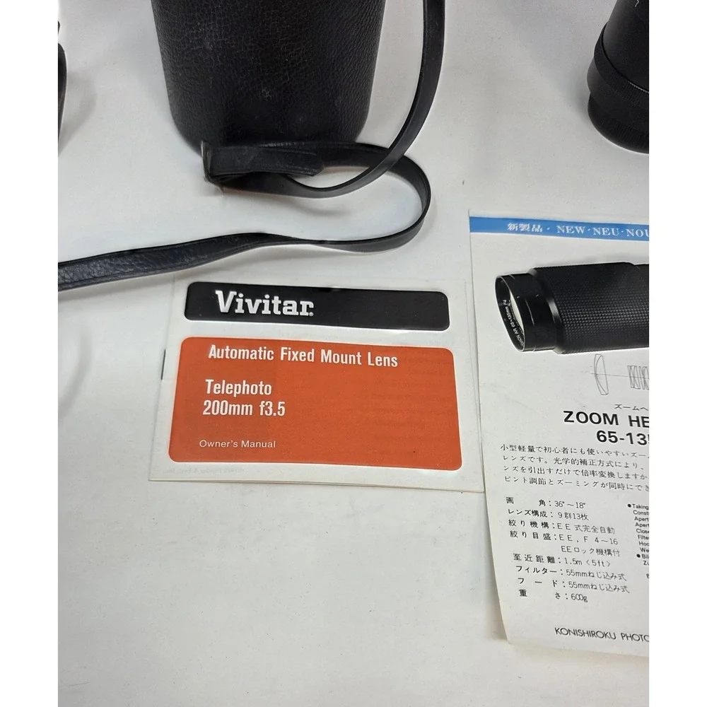 Vivitar 200mm f3.5 Auto Telephoto Lens Konica AR Mount Vintage Case Filter